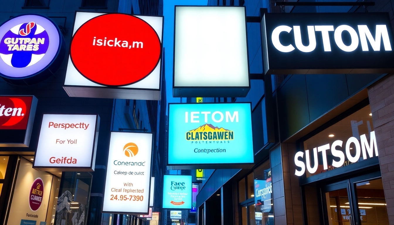 Custom signs crafted from durable materials, illuminated with LED lighting, attracting customers with vibrant visuals and professional design.