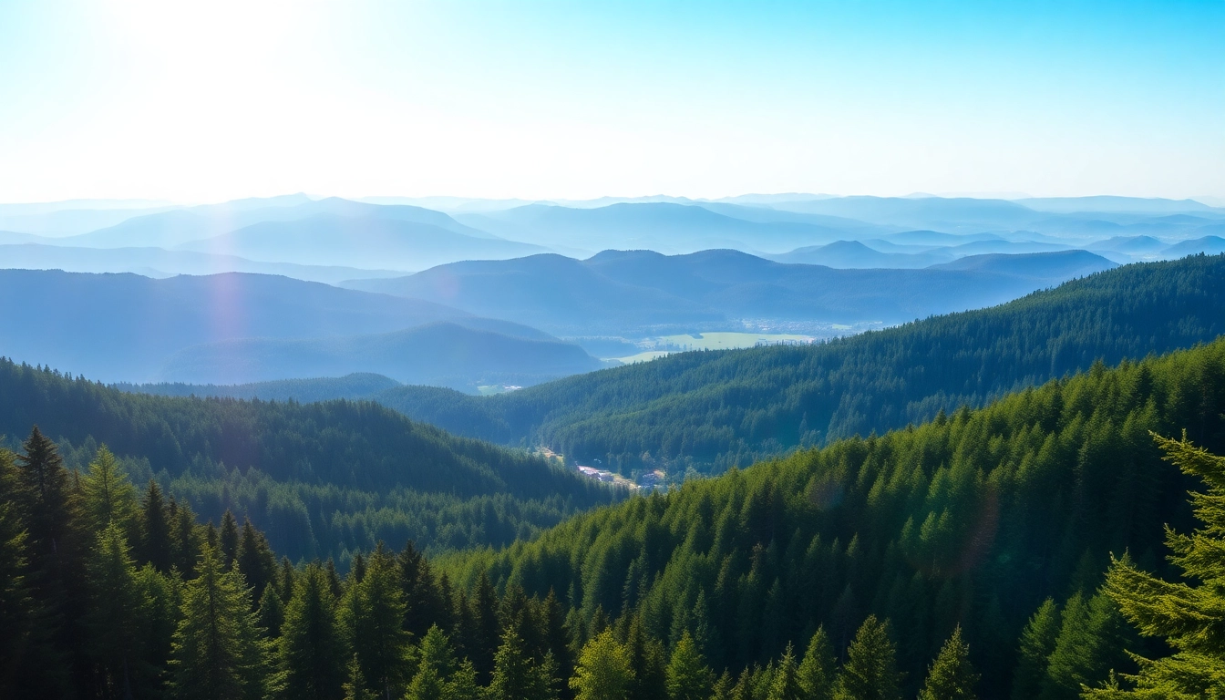 Majestic Thüringer Wald in spring with dense greenery, scenic trails, and misty mountains inviting outdoor adventures and nature exploration.
