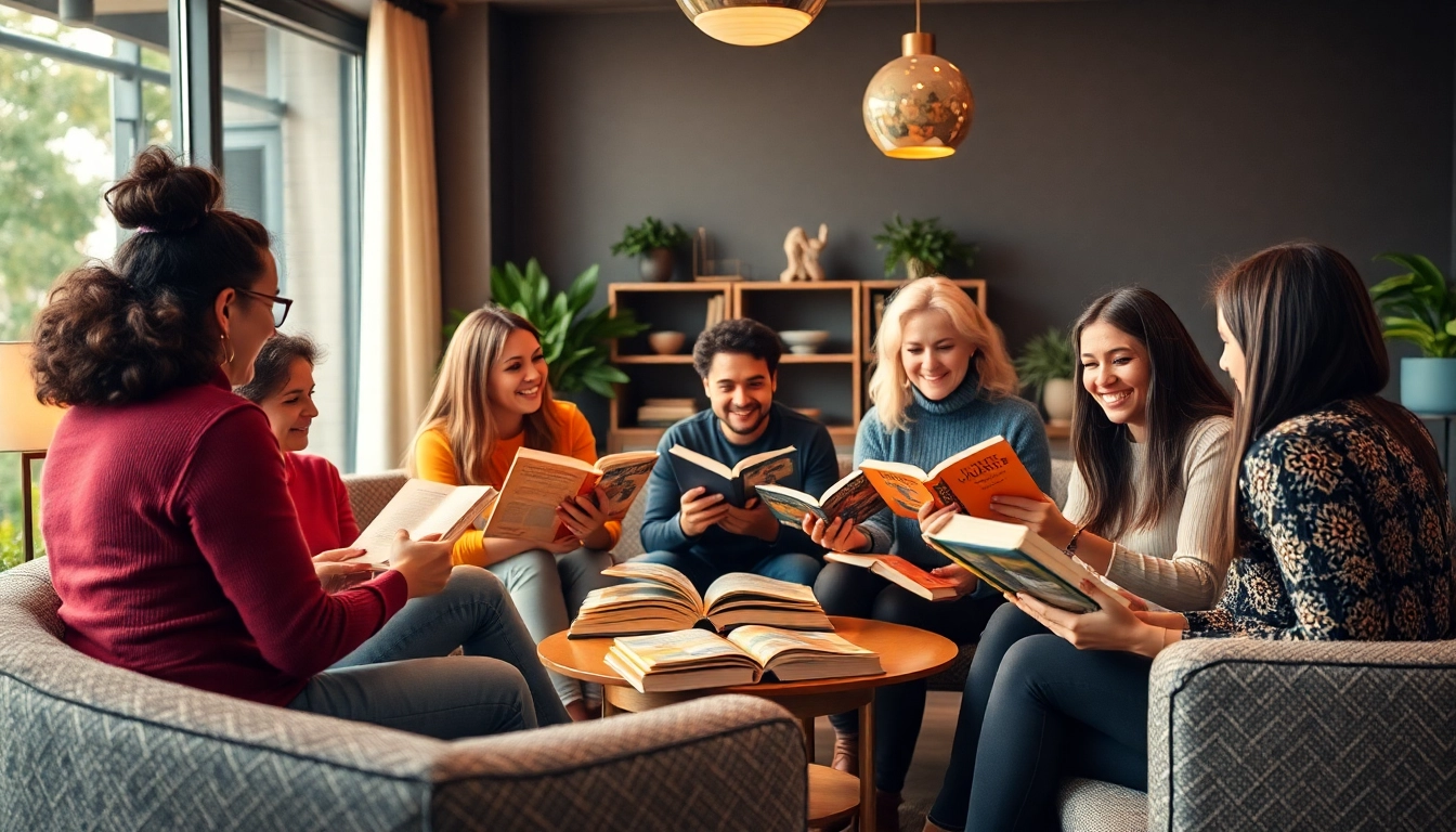 Engaging Reddy Book Club gathering showcasing readers sharing books in a cozy, lively environment, highlighting community and learning.